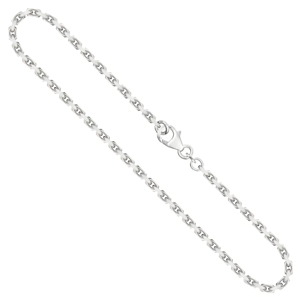 Goldkette als Ankerkette diamantiert in Weißgold 585 / 14K, 42 cm lang, 2,5 mm breit, Gewicht ca. 15.4 g.