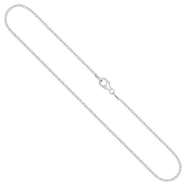 Goldkette als Venezianerkette in Weißgold 750 / 18K, 45 cm lang, 1,2 mm breit, Gewicht ca. 5.4 g.