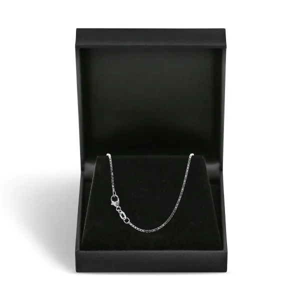 Goldkette als Venezianerkette in Weißgold 750 / 18K, 42 cm lang, 1,2 mm breit, Gewicht ca. 5.1 g.