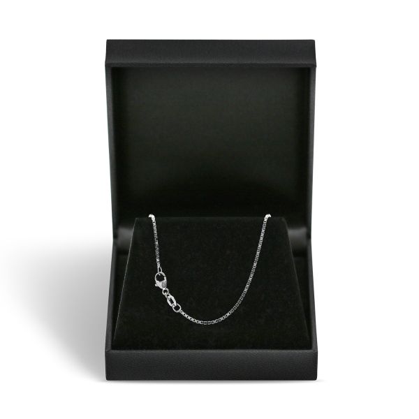 Goldkette als Venezianerkette in Weißgold 750 / 18K, 50 cm lang, 1,2 mm breit, Gewicht ca. 6.1 g.