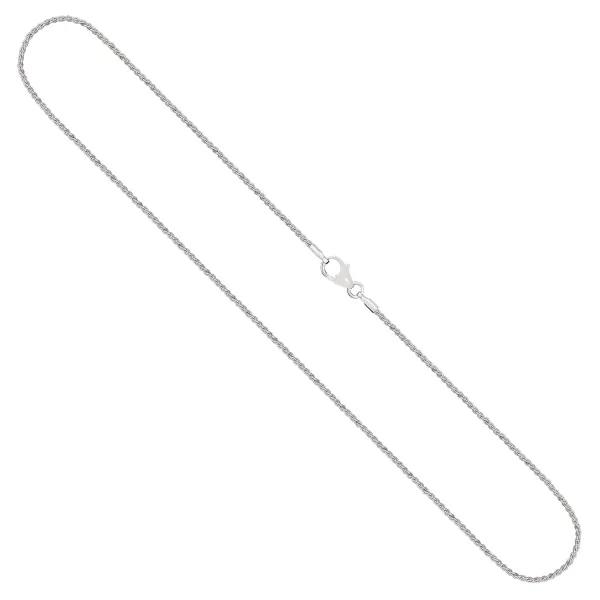 Goldkette als Zopfkette in Weißgold 585 / 14K, 34 cm lang, 1,3 mm breit, Gewicht ca. 2.6 g.
