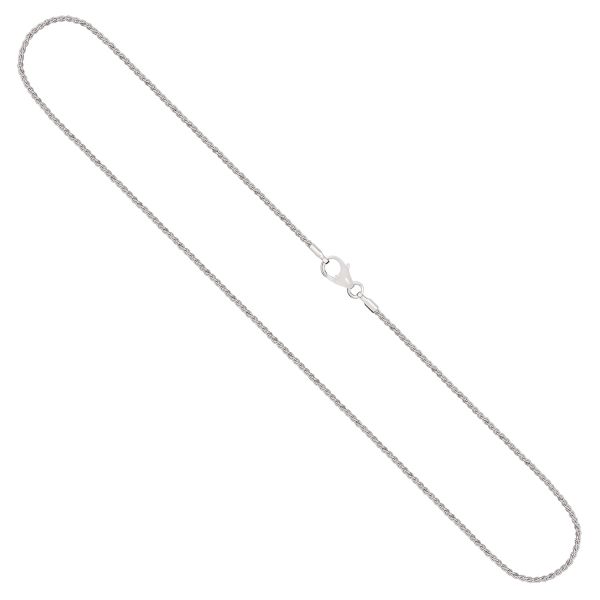 Goldkette als Zopfkette in Weißgold 585 / 14K, 45 cm lang, 1,3 mm breit, Gewicht ca. 3.4 g.
