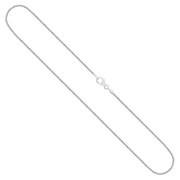 Goldkette als Zopfkette in Weißgold 585 / 14K, 50 cm lang, 1,3 mm breit, Gewicht ca. 3.5 g.