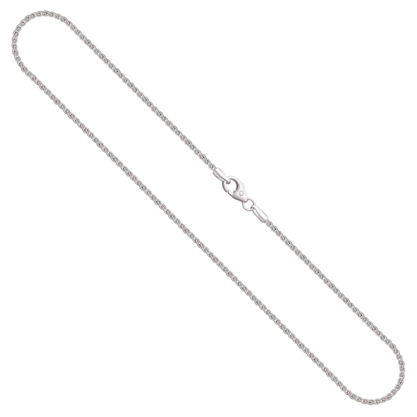 Goldkette als Zopfkette in Weißgold 585 / 14K, 38 cm lang, 1,7 mm breit, Gewicht ca. 4.7 g.
