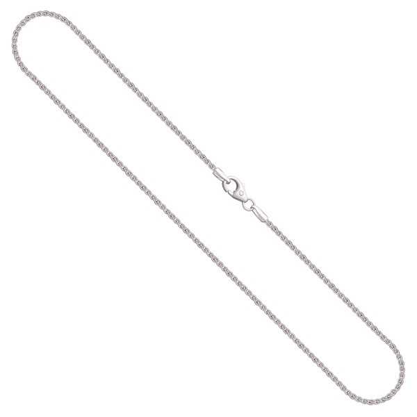 Goldkette als Zopfkette in Weißgold 585 / 14K, 80 cm lang, 1,7 mm breit, Gewicht ca. 9.8 g.