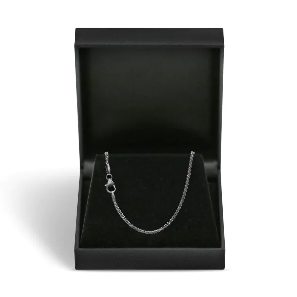 Goldkette als Zopfkette in Weißgold 585 / 14K, 85 cm lang, 1,7 mm breit, Gewicht ca. 10.4 g.