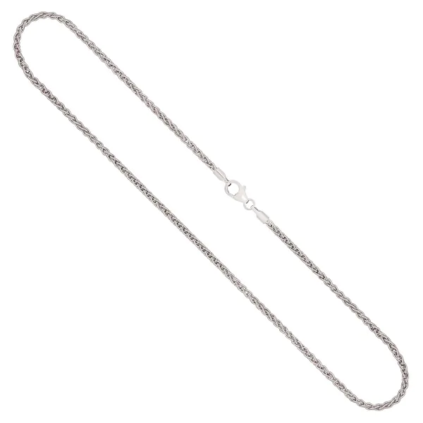 Goldkette als Zopfkette in Weißgold 750 / 18K, 40 cm lang, 2,1 mm breit, Gewicht ca. 8 g.