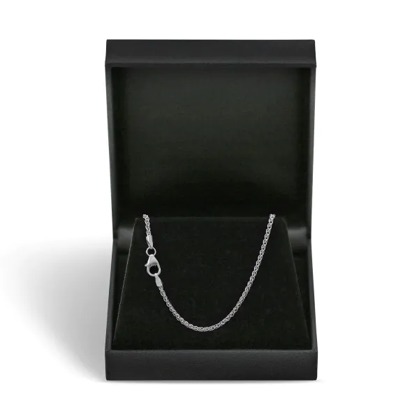 Goldkette als Zopfkette in Weißgold 585 / 14K, 70 cm lang, 2,1 mm breit, Gewicht ca. 13.1 g.