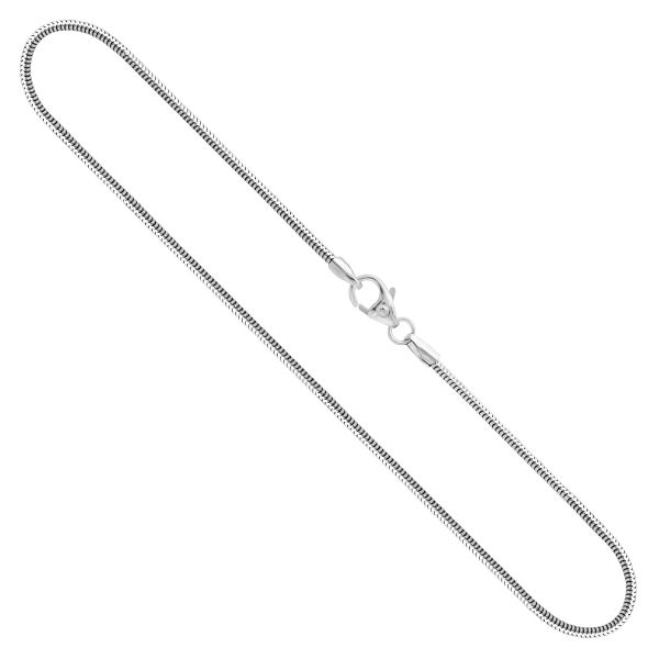 Goldkette als Schlangenkette in Weißgold 750 / 18K, 42 cm lang, 1,4 mm breit, Gewicht ca. 6.1 g.