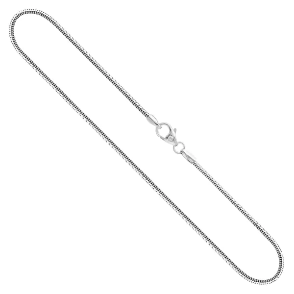 Goldkette als Schlangenkette in Weißgold 750 / 18K, 42 cm lang, 1,4 mm breit, Gewicht ca. 6.1 g.