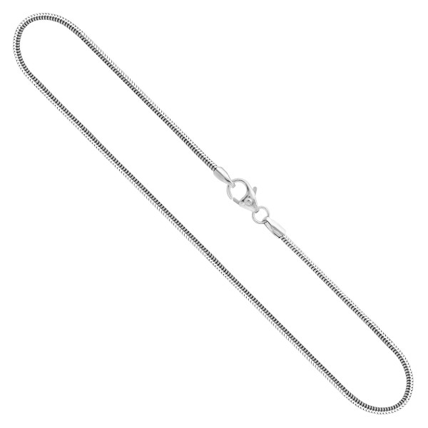 Goldkette als Schlangenkette in Weißgold 750 / 18K, 45 cm lang, 1,4 mm breit, Gewicht ca. 6.5 g.