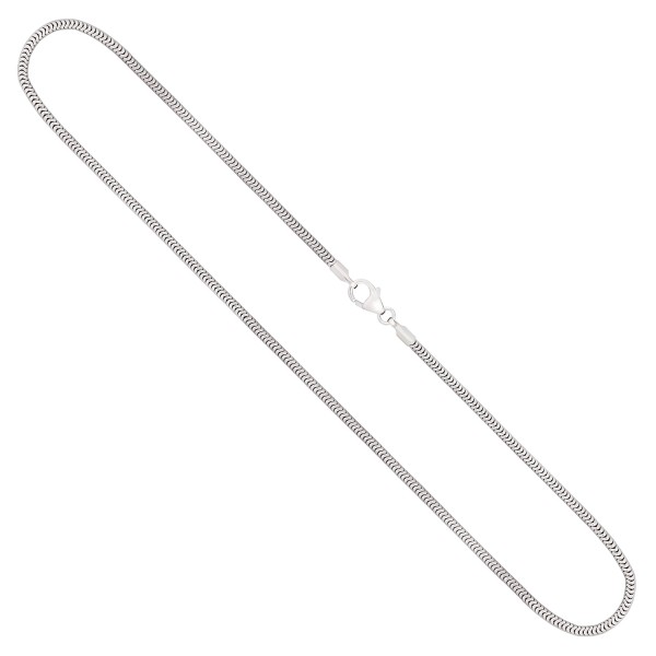 Goldkette als Schlangenkette in Weißgold 750 / 18K, 42 cm lang, 1,9 mm breit, Gewicht ca. 9.6 g.