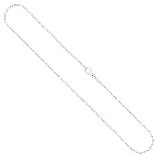 Goldkette als Tondakette in Weißgold 375 / 9K, 45 cm lang, 1 mm breit, Gewicht ca. 3.6 g.