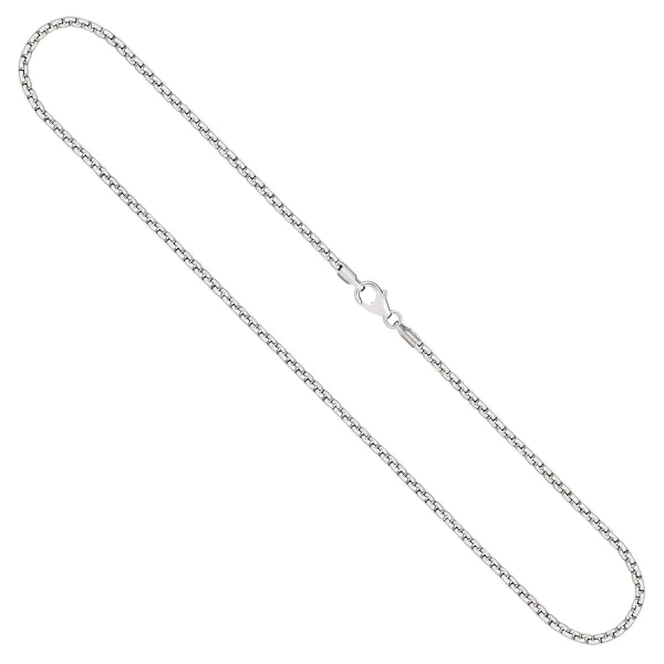 Goldkette als Venezianerkette in Weißgold 750 / 18K, 45 cm lang, 2 mm breit, Gewicht ca. 11.6 g.