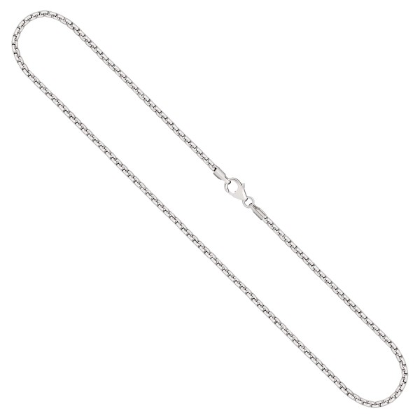 Goldkette als Venezianerkette rund geschlagen in Weißgold 375 / 9K, 55 cm lang, 2 mm breit, Gewicht ca. 11.6 g.