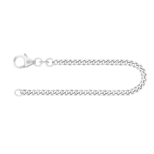 Armband als Panzerkette flach in Weißgold 585 / 14K, 18,5 cm lang, 2,7 mm breit, Gewicht ca. 5.5 g..