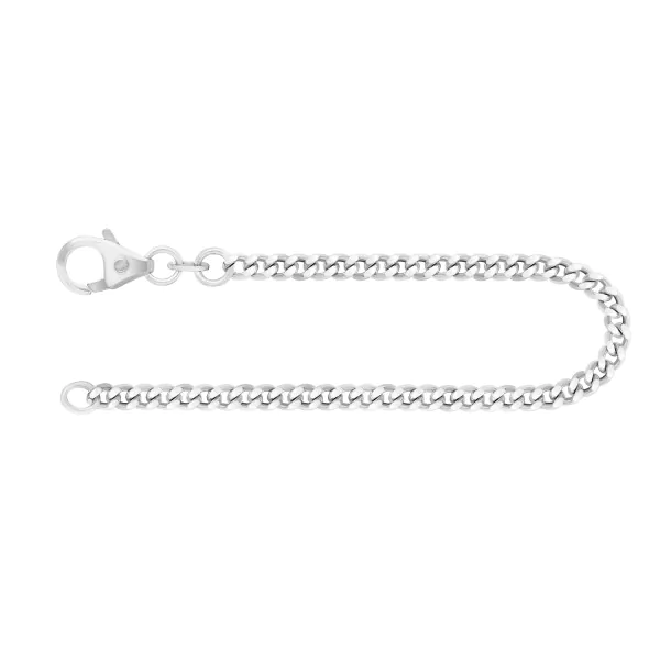 Armband als Panzerkette flach in Weißgold 585 / 14K, 19 cm lang, 2.7 mm breit, Gewicht ca. 5.7 g.