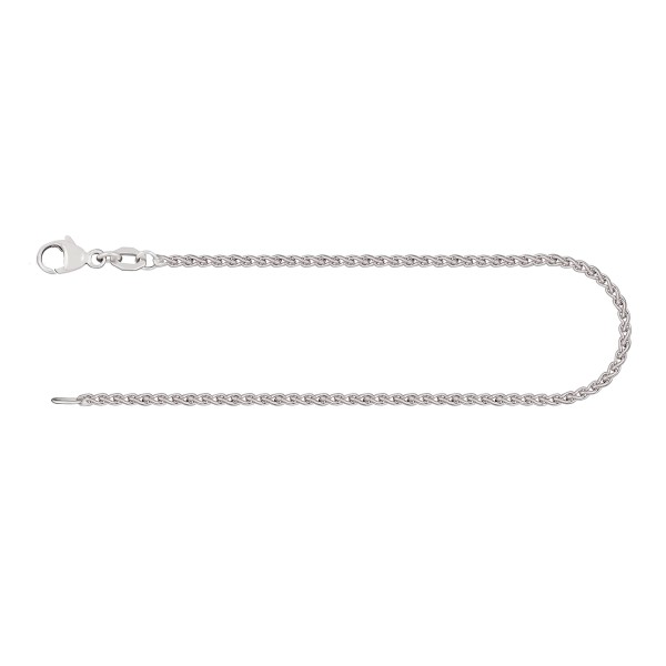 Armband als Zopfkette in Weißgold 750 / 18K, 18,5 cm lang, 1,7 mm breit, Gewicht ca. 2.8 g..