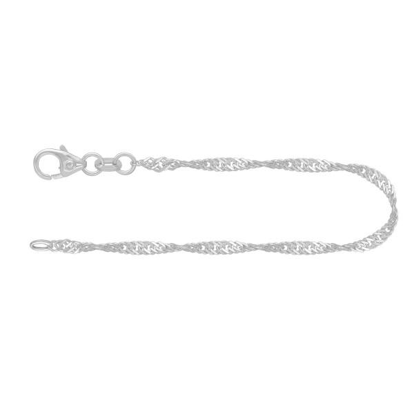 Armband als Singapurkette in Weißgold 585 / 14K, 21 cm lang, 2,2 mm breit, Gewicht ca. 2.2 g.