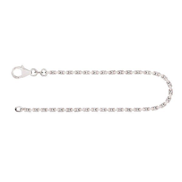 Armband als Ankerkette diamantiert in Weißgold 585 / 14K, 18,5 cm lang, 2 mm breit, Gewicht ca. 4.9 g..