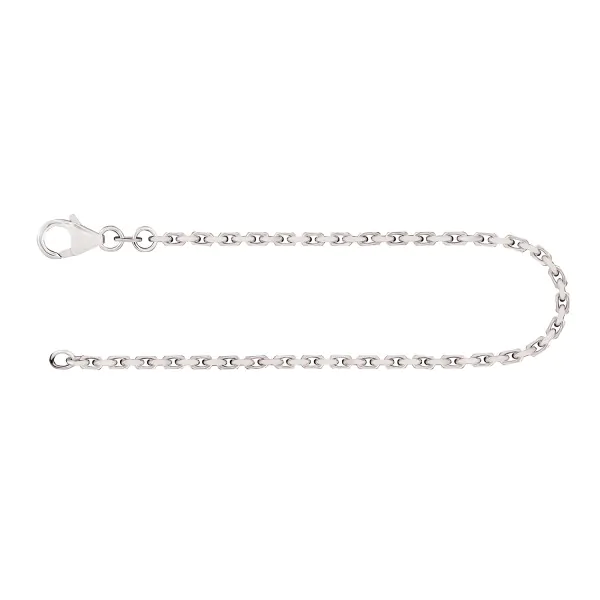 Armband als Ankerkette diamantiert in Weißgold 585 / 14K, 18,5 cm lang, 2 mm breit, Gewicht ca. 4.9 g..