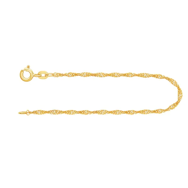 Armband als Singapurkette in Gelbgold 585 / 14K, 20 cm lang, 1.8 mm breit, Gewicht ca. 1.3 g.