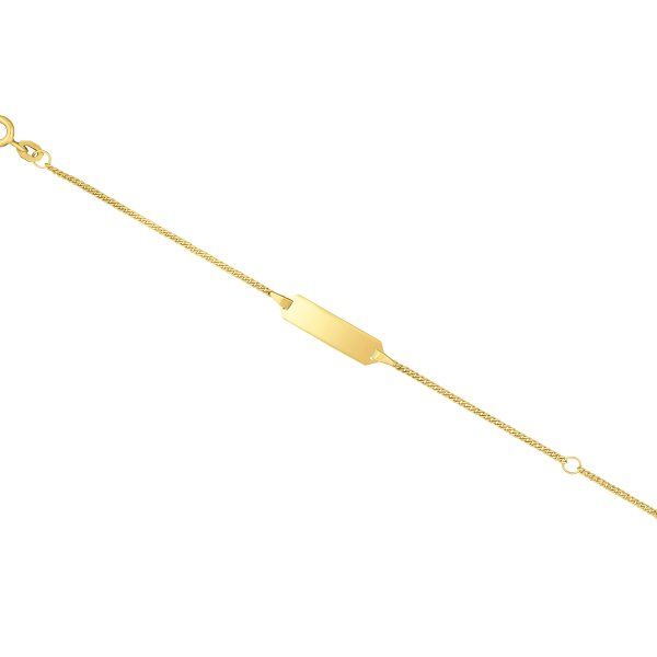 Armband als Panzerkette flach in Gelbgold 375 / 9K, 14 cm lang, 1.4 mm breit, Gewicht ca. 1.4 g.