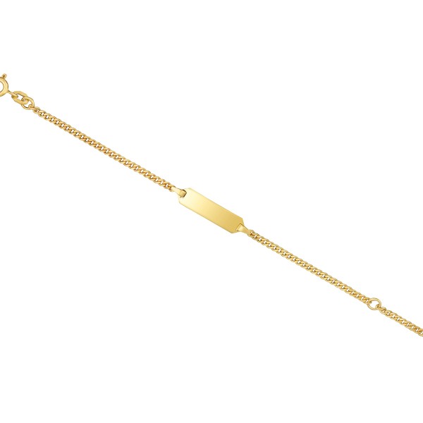 Armband als Panzerkette flach in Gelbgold 375 / 9K, 14 cm lang, 2,1 mm breit, Gewicht ca. 2.3 g.