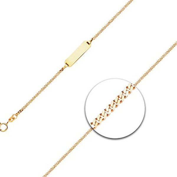 Armband als Panzerkette flach in Gelbgold 375 / 9K, 14 cm lang, 1.4 mm breit, Gewicht ca. 1.4 g.