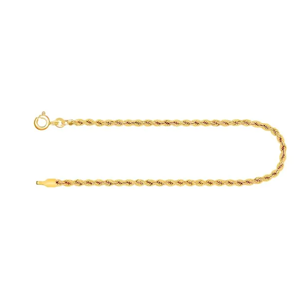 Armband als Kordelkette hohl Leichtversion in Gelbgold 333 / 8K, 18,5 cm lang, 3,3 mm breit, Gewicht ca. 2.1 g.