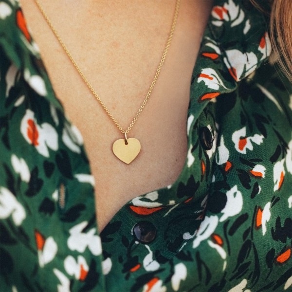 Anhänger Gravurplatte herzform seidenmatt , Gelbgold 585 / 14K, Höhe 13 mm, Gewicht ca. 1,14 g