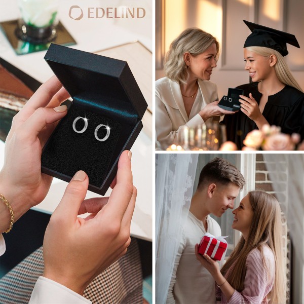 Ohrringe, Creolen, Weißgold 585 / 14K, Außendurchmesser 20 mm, Breite 2.7 mm, Gewicht ca. 4.8 g