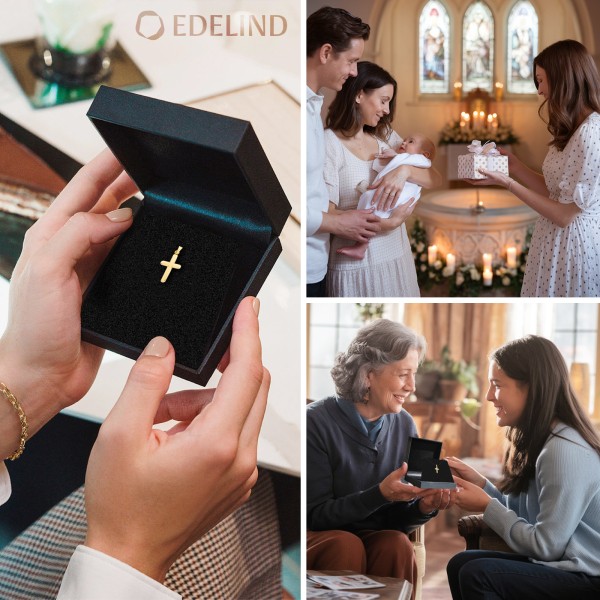 Anhänger Kreuz poliert, Gelbgold 585 / 14K, Höhe 21.0 mm, Breite 13.9 mm, Gewicht ca. 1.07 g