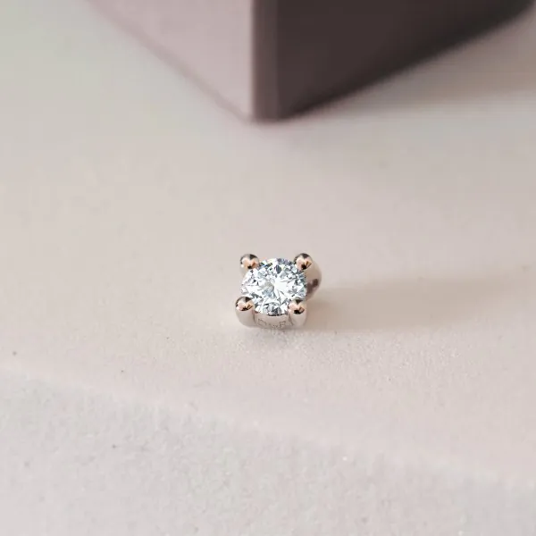 0,2 Karat Diamant Anhänger 4-er Krappe, Weißgold 585 / 14K, Höhe 6.4 mm, Breite 4.7 mm, Gewicht ca. 0.18 g