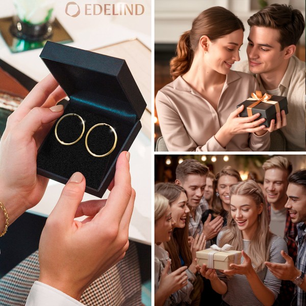 Ohrringe, Creolen, Gelbgold 333 / 8K, Außendurchmesser 30 mm, Breite 2.5 mm, Gewicht ca. 1.4 g