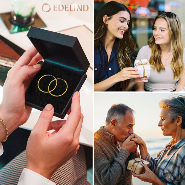 Ohrringe, Creolen, Gelbgold 375 / 9K, Außendurchmesser 40 mm, Breite 2 mm, Gewicht ca. 1.4 g