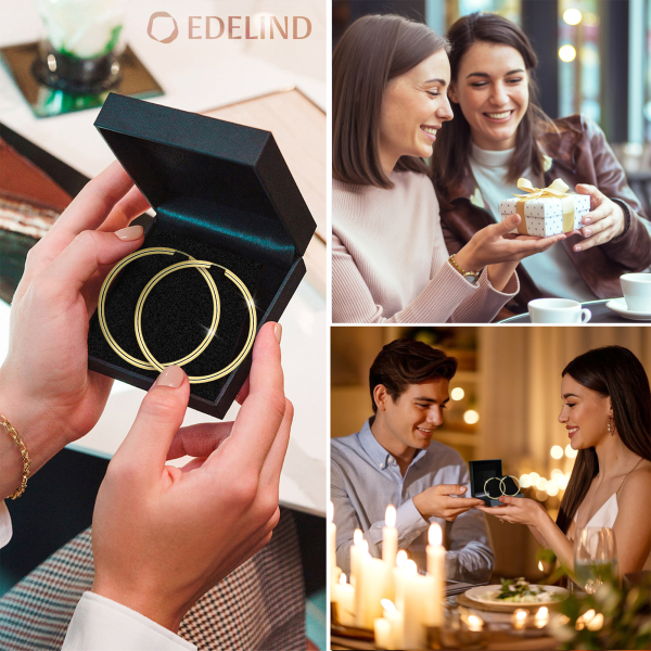 Ohrringe, Creolen, Gelbgold 750 / 18K, Außendurchmesser 50 mm, Breite 2.5 mm, Gewicht ca. 3.4 g