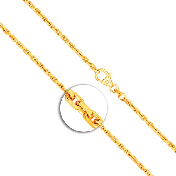 Goldkette als Ankerkette diamantiert in Gelbgold 375 / 9K, 45 cm lang, 2 mm breit, Gewicht ca. 8.4 g.