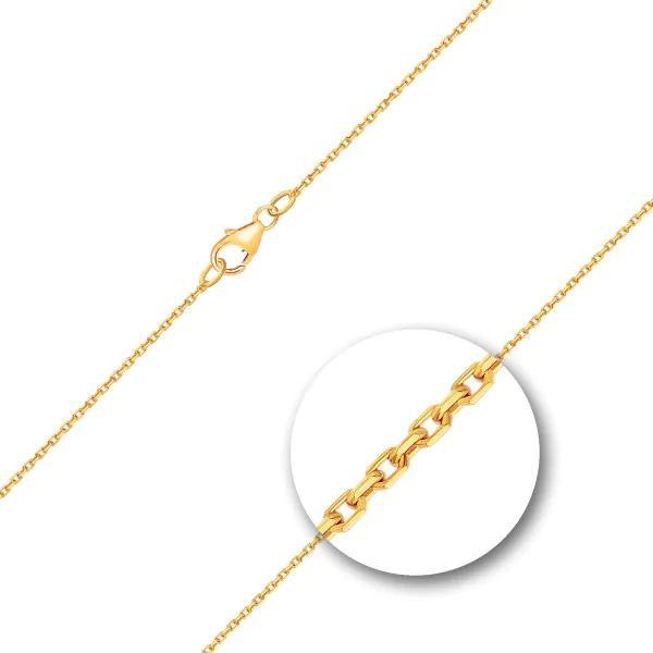 Goldkette als Ankerkette diamantiert in Gelbgold 333 / 8K, 45 cm lang, 1,3 mm breit, Gewicht ca. 2.3 g.