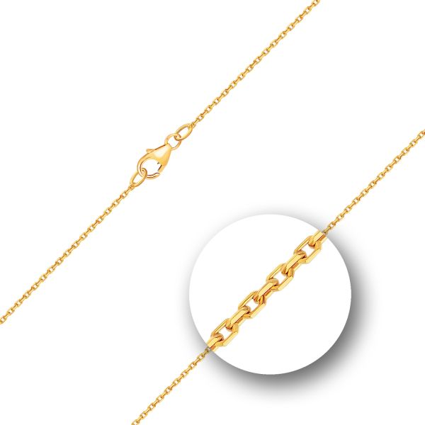 Goldkette als Ankerkette diamantiert in Gelbgold 750 / 18K, 40 cm lang, 1,3 mm breit, Gewicht ca. 3.1 g.