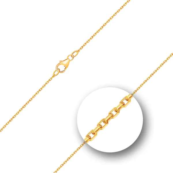 Goldkette als Ankerkette diamantiert in Gelbgold 585 / 14 Karat, 65 cm lang, 1.3 mm breit, Gewicht ca. 3,9 g.