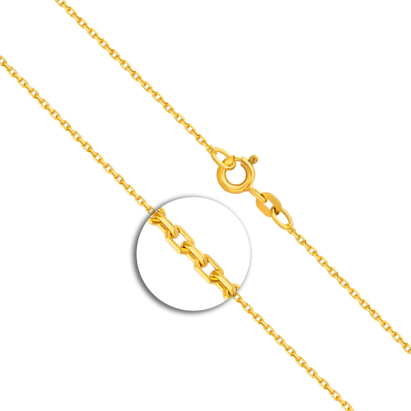 Goldkette als Ankerkette diamantiert in Gelbgold 333 / 8K, 38 cm lang, 1,3 mm breit, Gewicht ca. 1.9 g.