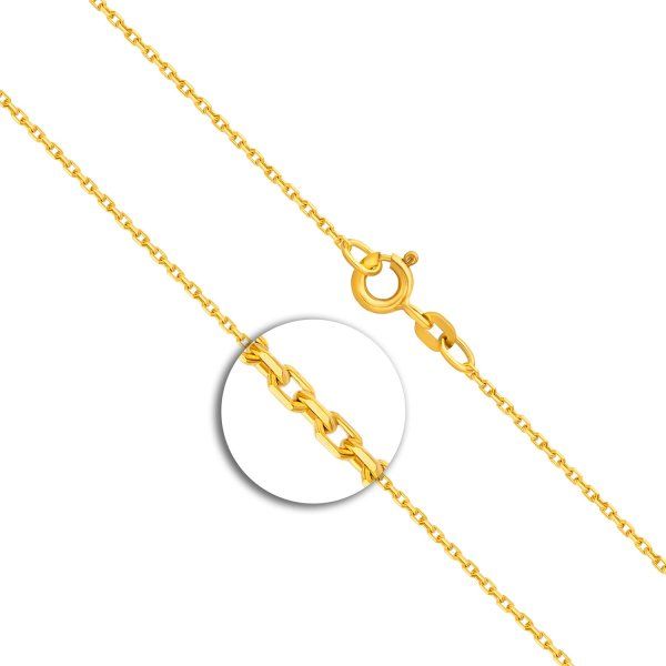 Goldkette als Ankerkette diamantiert in Gelbgold 375 / 9K, 45 cm lang, 1,3 mm breit, Gewicht ca. 2.2 g.