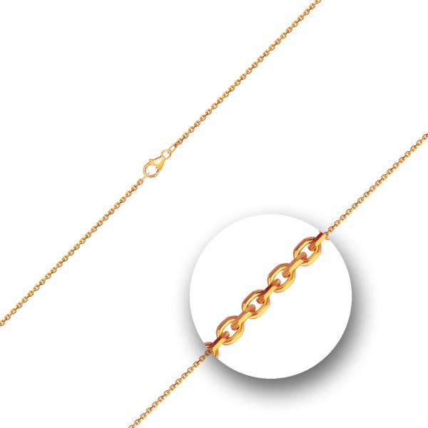 Goldkette als Ankerkette diamantiert in Gelbgold 585 / 14K, 60 cm lang, 1,7 mm breit, Gewicht ca. 6.1 g.