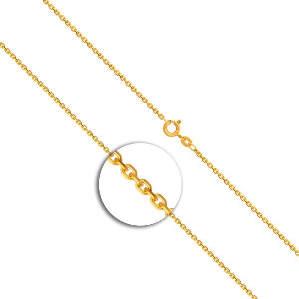 Goldkette als Ankerkette diamantiert in Gelbgold 585 / 14K, 45 cm lang, 1,7 mm breit, Gewicht ca. 4.3 g.