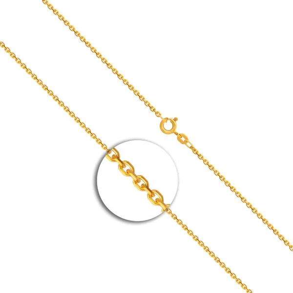 Goldkette als Ankerkette diamantiert in Gelbgold 375 / 9K, 45 cm lang, 1,7 mm breit, Gewicht ca. 3.5 g.
