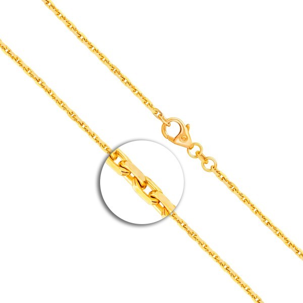 Goldkette als Ankerkette diamantiert in Gelbgold 375 / 9K, 50 cm lang, 1,8 mm breit, Gewicht ca. 6.8 g.
