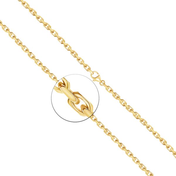 Goldkette als Ankerkette diamantiert in Gelbgold 585 / 14K, 55 cm lang, 3,8 mm breit, Gewicht ca. 41.9 g.