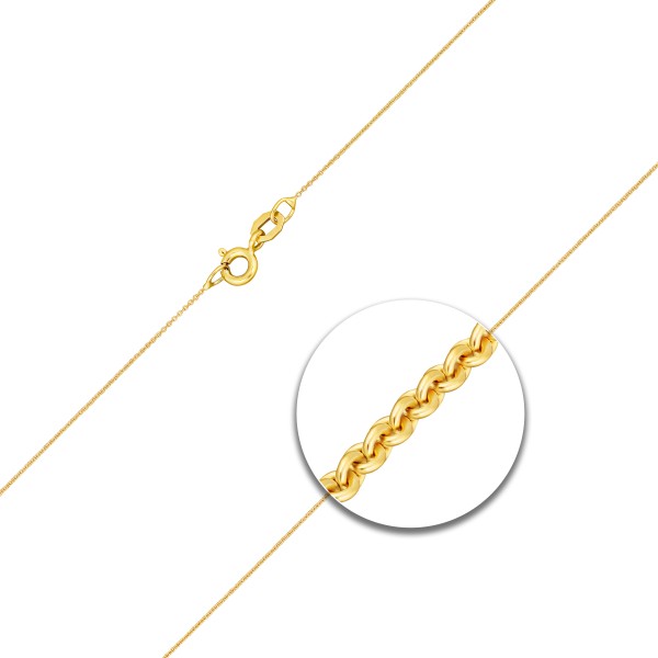 Goldkette als Ankerkette rund in Gelbgold 750 / 18K, 42 cm lang, 0,8 mm breit, Gewicht ca. 1.1 g.