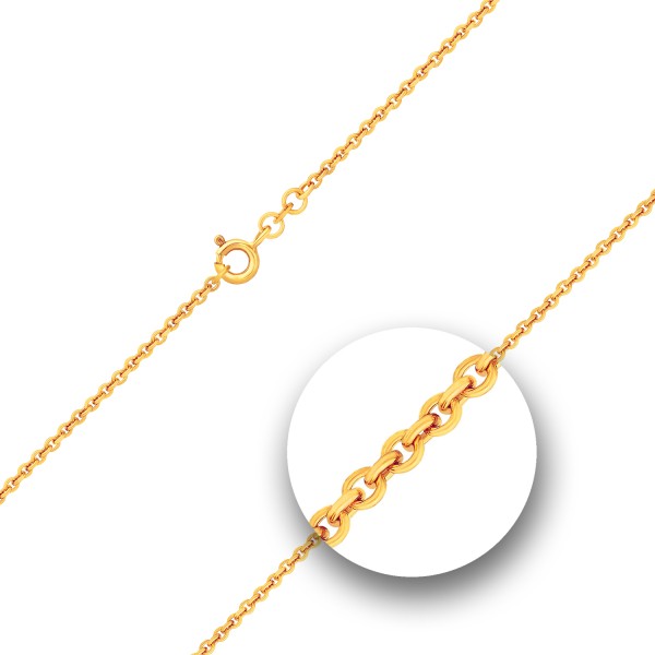 Goldkette als Ankerkette rund in Gelbgold 375 / 9K, 36 cm lang, 2 mm breit, Gewicht ca. 3.4 g.